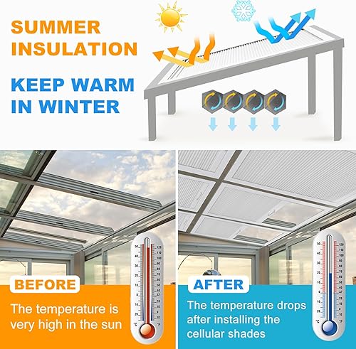 Miniatura 4 de MiLin - Persianas para ventanas, persianas para lucernarios y toldos, persianas sin cordones celulares adecuadas para ventanas de techo plano