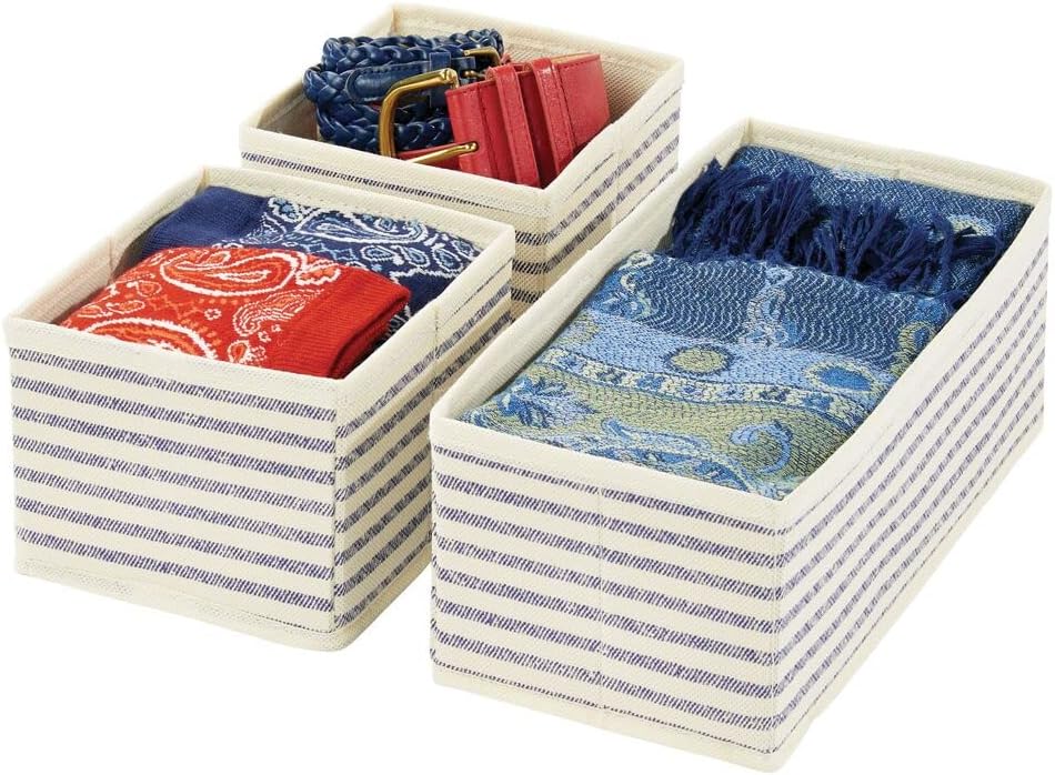 mDesign Set of 3 Bedroom Storage Boxes Versatile Clothing Storage Boxes for Bedrooms and