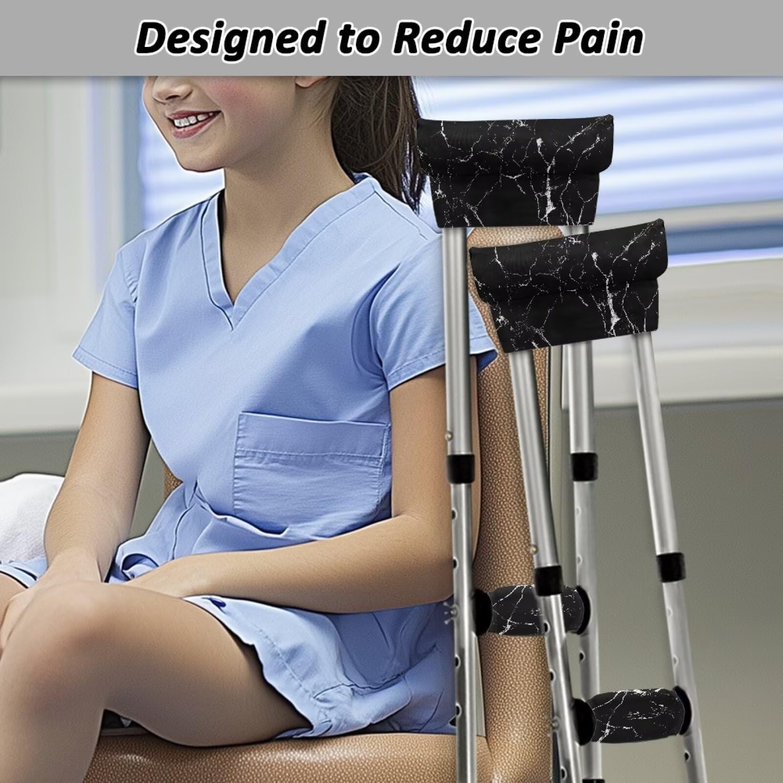 Uorisanigo Crutch Pads Black Marble Pads for Crutches Handles and Underarms Universal Pads for Crutches Crutch Cushions Crutch Armpit Pads