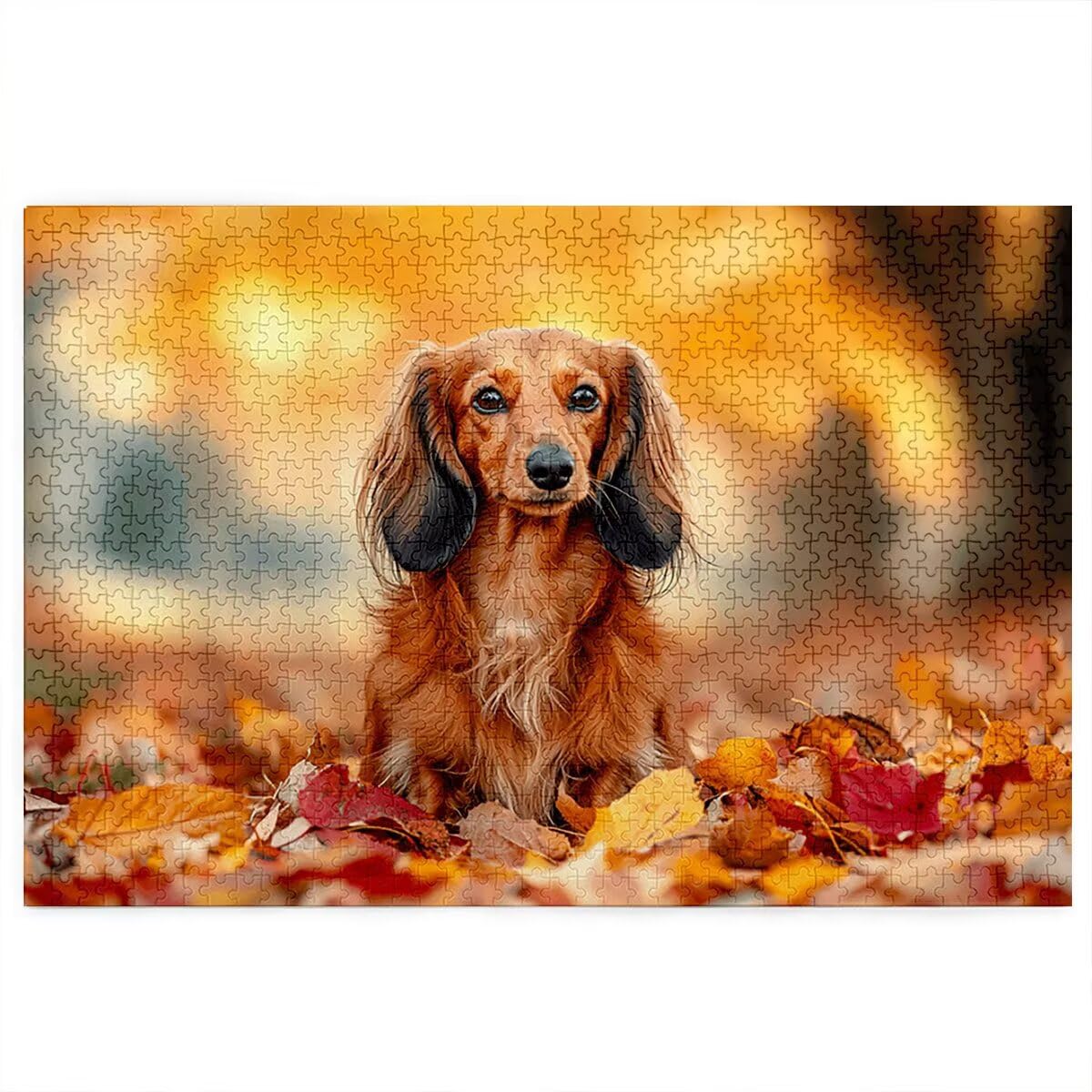 Puzzle 5000 sztuk dla dorosłych, puzzle 5000 sztuk drewna, puzzle dla dorosłych wzór psa, wyzwanie puzzle dla całej rodziny, oryginalne prezenty dla kobiet mężczyzn, temat: jesień, Q-6