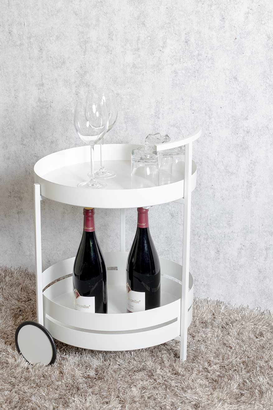 HAKU Carro de Servicio Blanco, Blanco, Metal, Metal - Dim.: AL 62 cm x Ø 42 cm, Estilo: Moderno