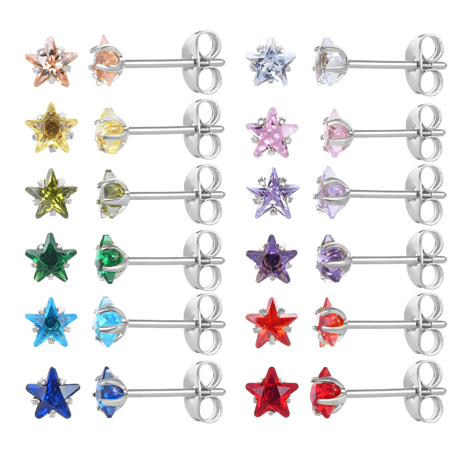 12 Paare flache Rückseite chirurgischen Edelstahl Ohrstecker