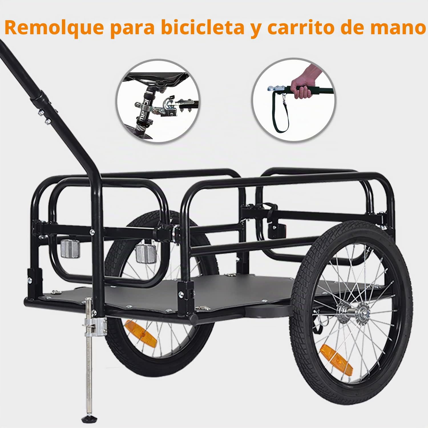 Tiggo City Porter - Remolque plegable para bicicleta y carretilla de transporte 2 en 1 es un transportador multifuncional