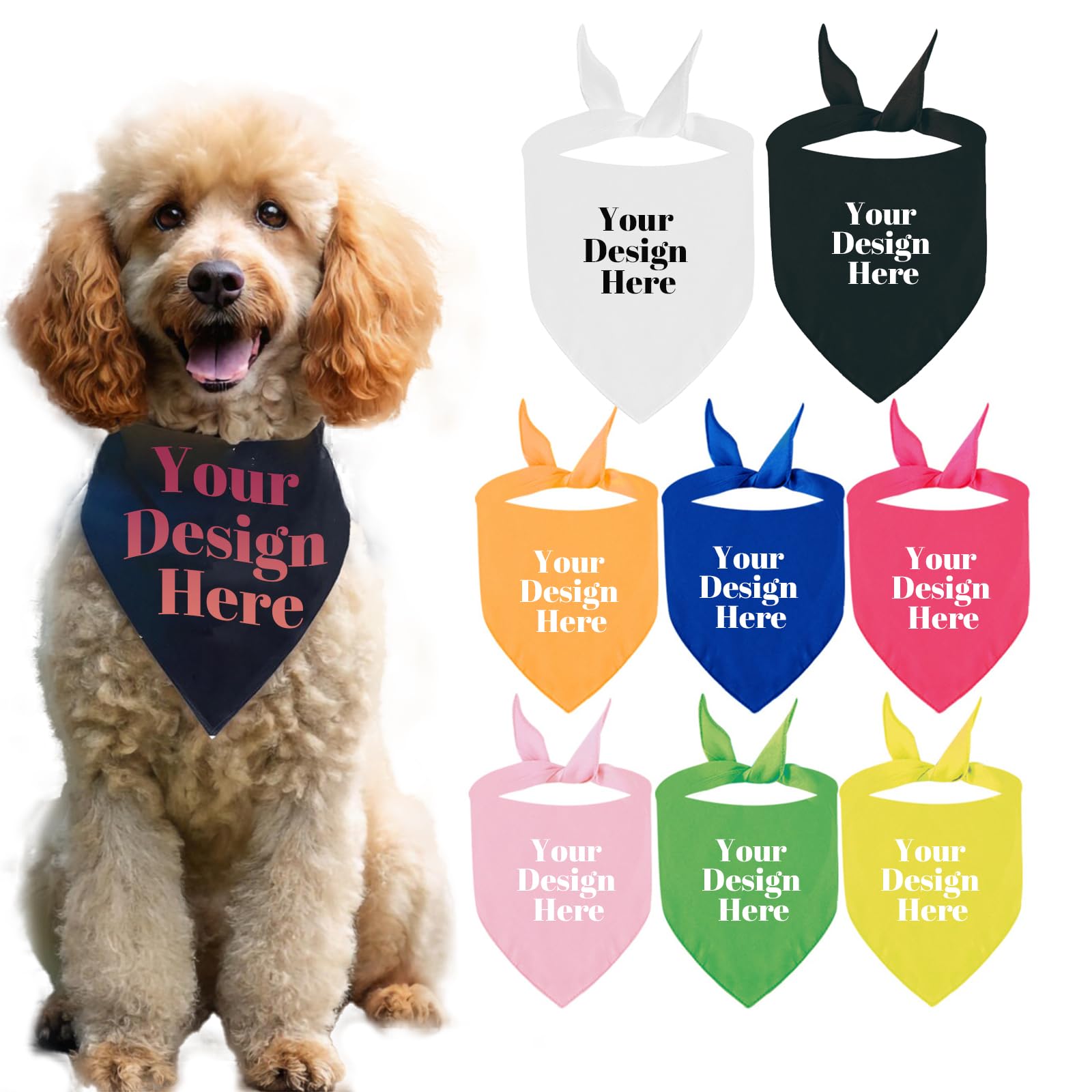 Personalized Dog Bandanas with Name Photo Logo Custom Pet Scarf for Small Medium Large Dogs Puppy Cat