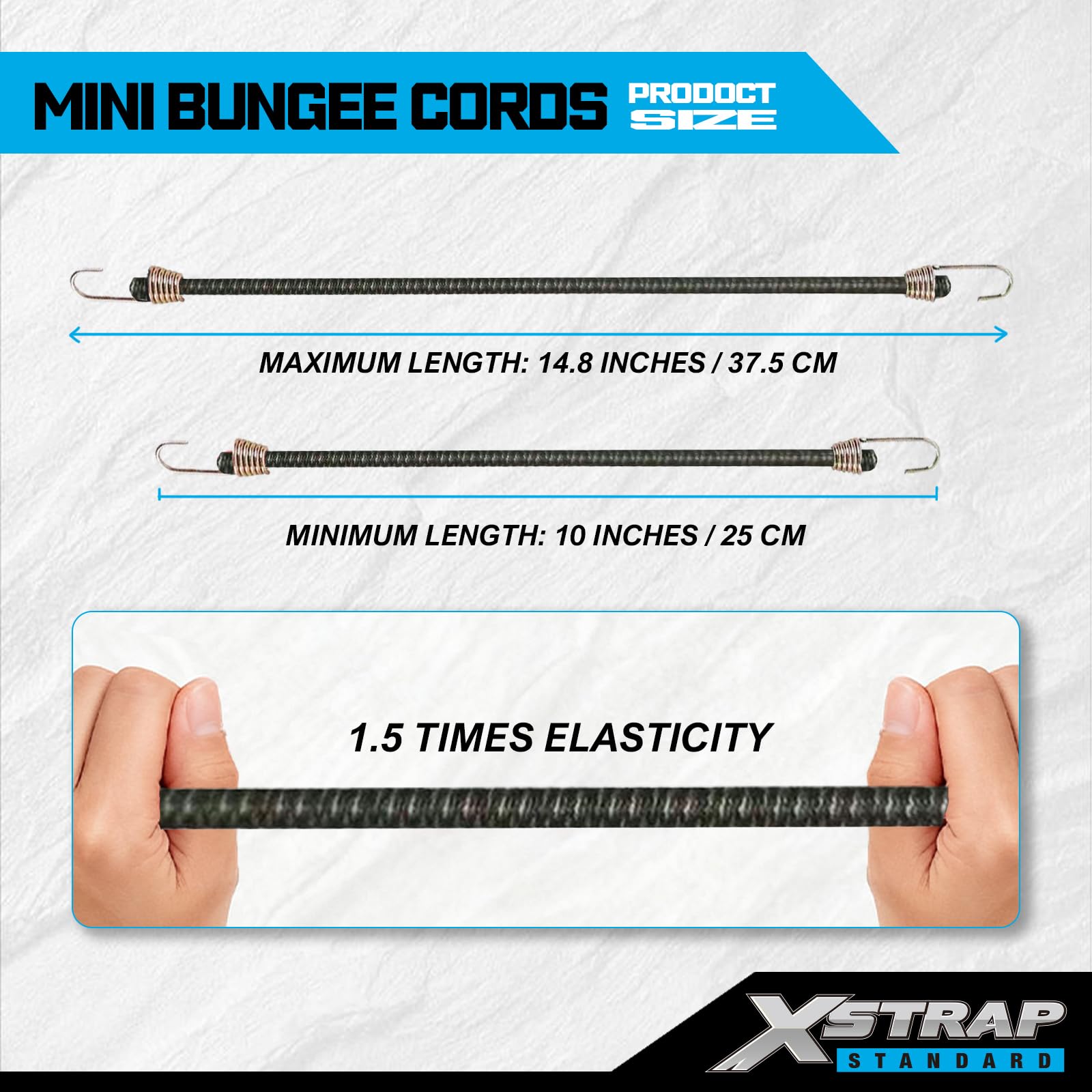 XSTRAP STANDARD 20 Pack Mini Bungee Cords with Hooks, 10 Inch