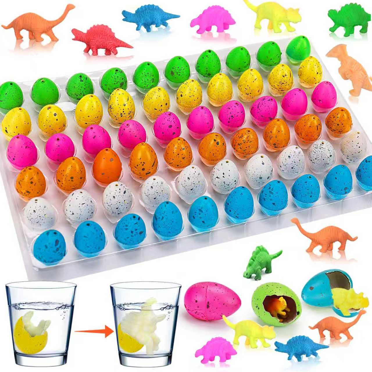 60PCS Small Hatching Dinosaur Eggs for Dinosaur Birthday Party Favors Summer Goodie Treat Bag Stuffers Classroom Carnival Prizes Bulk Pinata Fillers