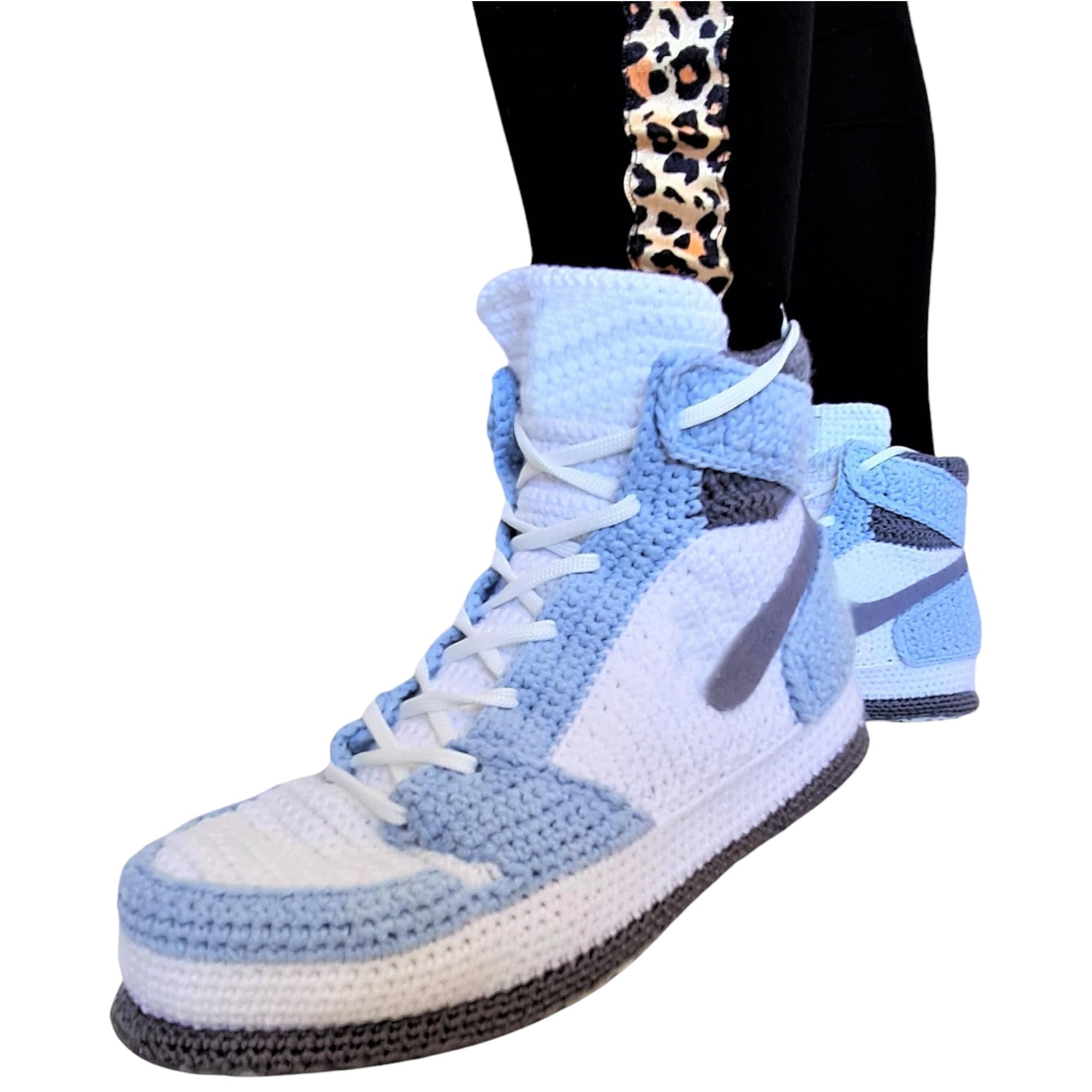 Custom Crochet Jordan Sneaker Slippers Basketball Style House Shoes Unisex Plush Fuzzy Warm Socks Cozy Winter Indoor Outdoor