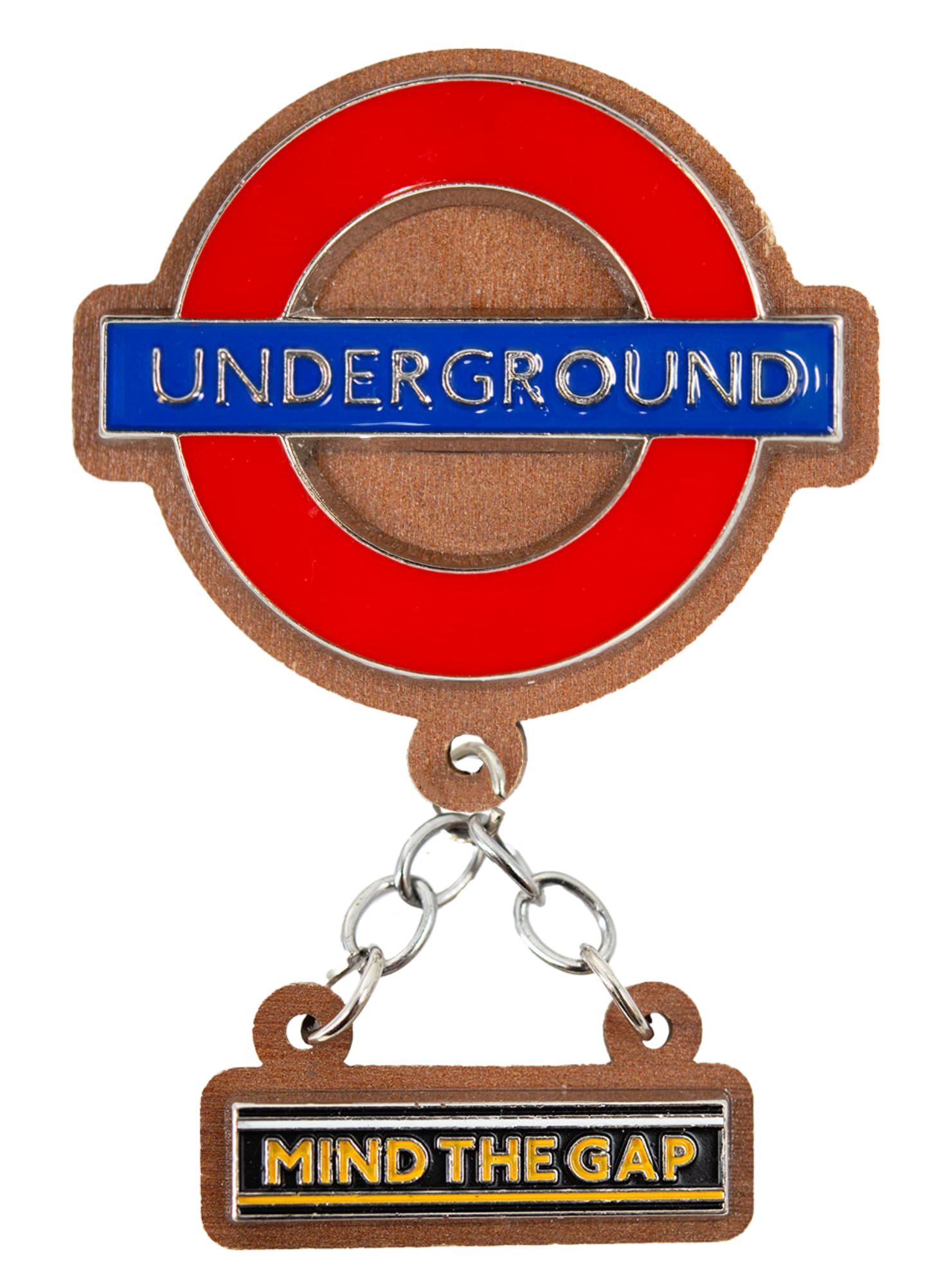 Licensed Underground and Mind The Gap Enamel Wooden Keyrings and Fridge Magnets, Keychain, with Charms, 4 Styles
