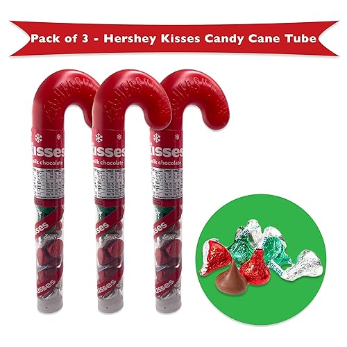 Miniatura 2 de Hershey Kisses - Tubo de bastón de caramelo de Navidad, paquete de 3 bastones de caramelo rellenos de chocolate, Navidad Hershey Kisses a granel,