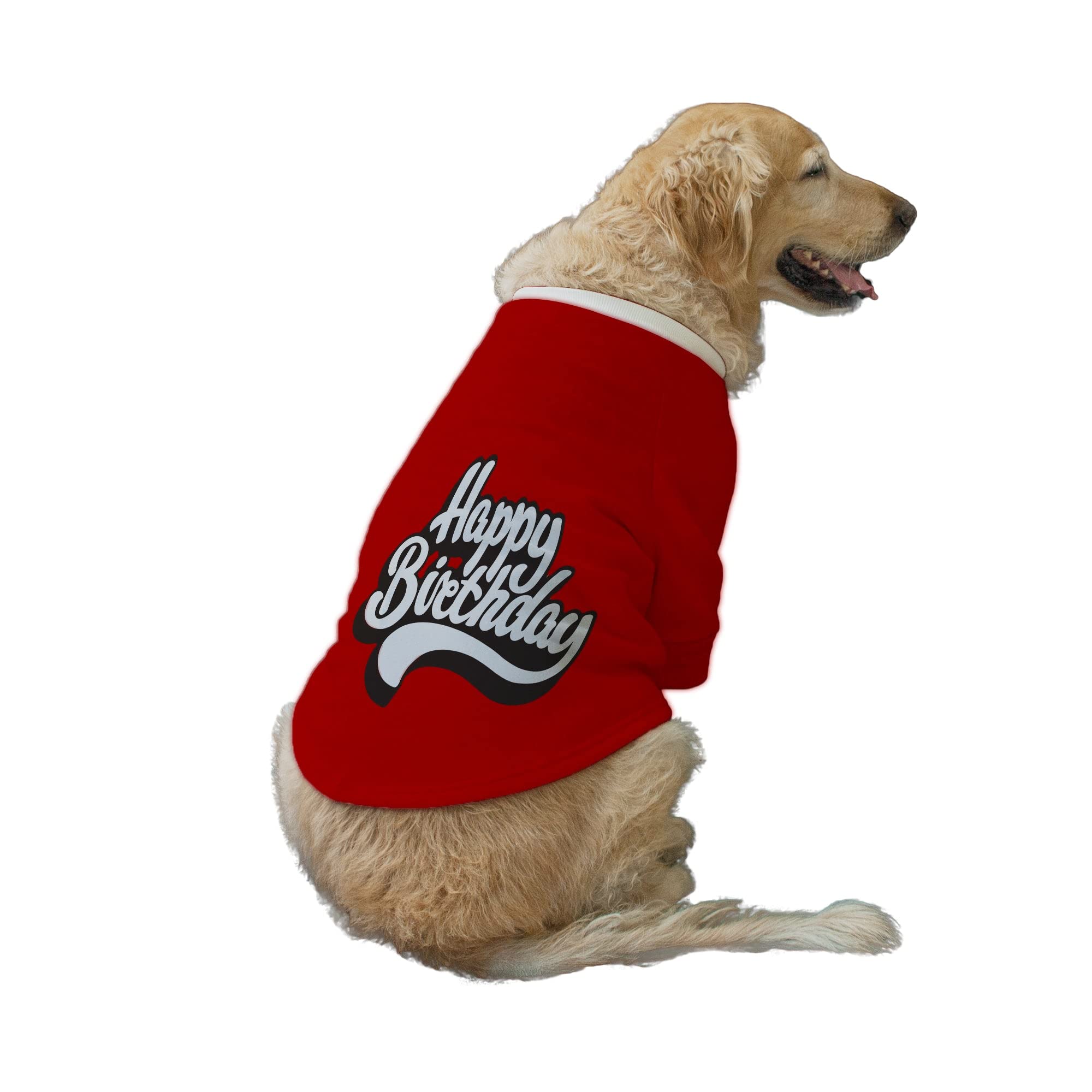 Ruse Happy Birthday Printed Round Neck Full Sleeves Technical Dog Jacket/Coat for Dog Clothes Winter Apparel Gift for Dogs/Red/XS (B09Q8JPWY9) Amazon Price History, Amazon Price Tracker