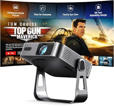 Officially-Licensed APP & Native 1080P Thinnest 1.81" Smart Mini Projector with WiFi and Bluetooth, Auto Focus & Keystone Portable Outdoor Projector, VOPLLS 4K Home Movie ProjectorUpgraded