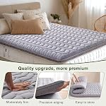 Premium Foam Mattress Topper Queen – Medium Firm Supportive Bed Topper for Pressure Relief, Hypoallergenic & Breathable Mattress Pad, Stain-Resistant Gray (Queen Size: 80×60 Inches)