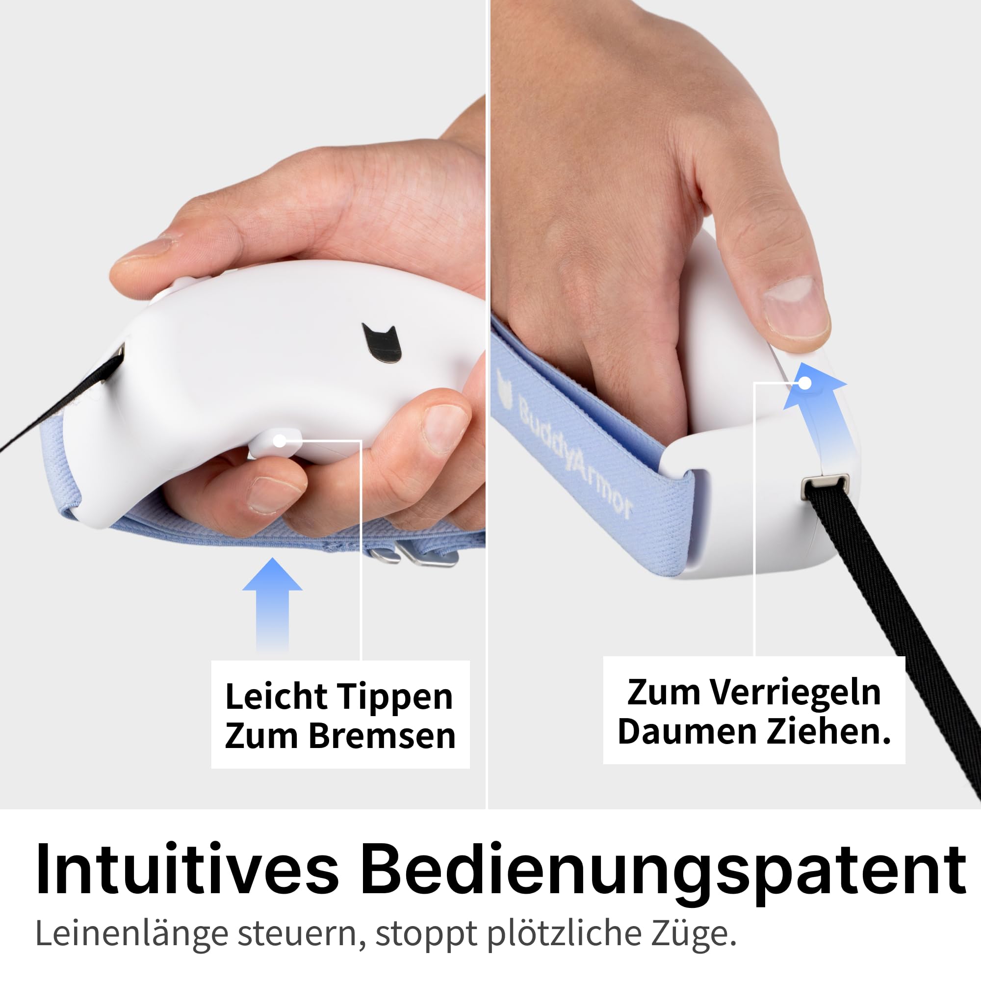 Einziehbare Hundeleine & Katzenleine für kleine Hunde und Katzen bis 15 kg, 1,7 m Rollleine mit Komfortgriff, Schnellbremse, Sicherem Schloss, 360° Verwicklungssicher (Schwarz, S)