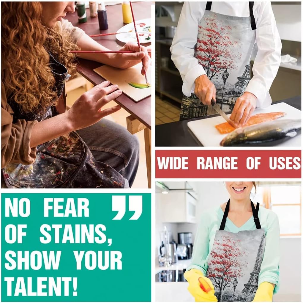 Oil Painting Printed Kitchen Cooking Baking Aprons Canvas Sleeveless for Women Man Kids Home