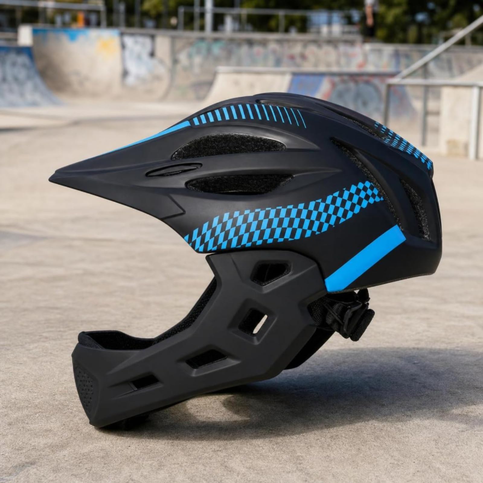 Harilla Casco da Bici con Mentoniera Resistente Casco con Mentoniera Durevole per Pattinaggio, Arancio Graffiti