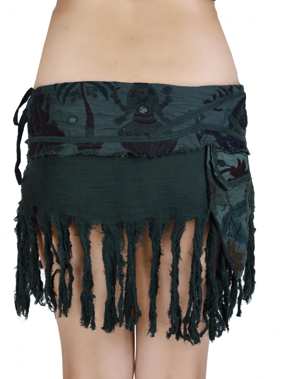 Guru-Shop, Goa Minigonna, Gonna a Portafoglio, Cacheur, Gonna con Frangia