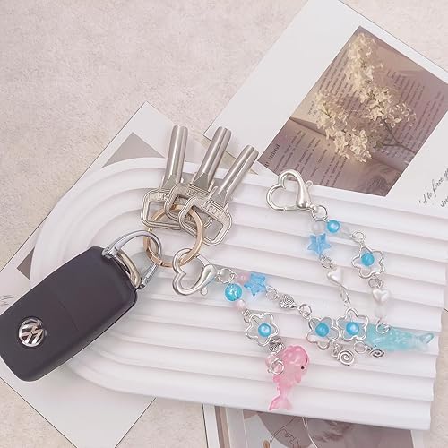 Miniatura 3 de AGEN KGEN Llaveros estéticos Y2K con diseño de mariposa, estrella, oso fresa, guitarra, dijes para mujeres y niñas, bolsos, regalos