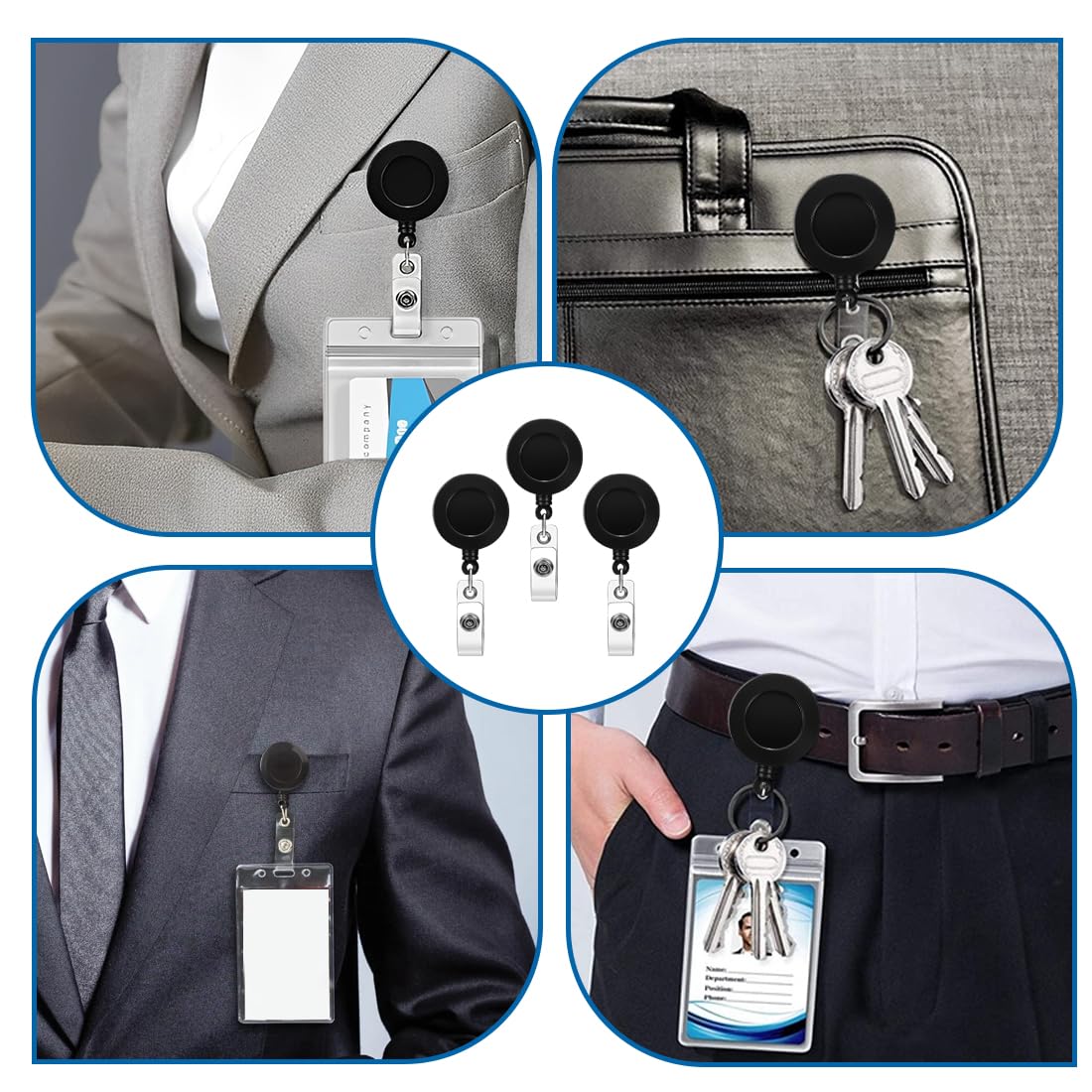 PAQUET DE 2 Porte-Badges RéTractables Robustes, Porte-Badge En MéTal