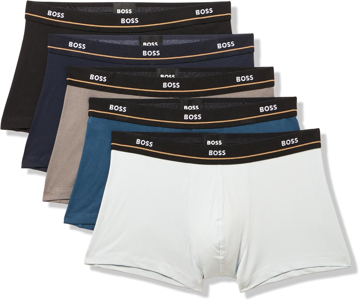 BOSS mens 5 Pack Bold Logo Cotton Stretch Trunks