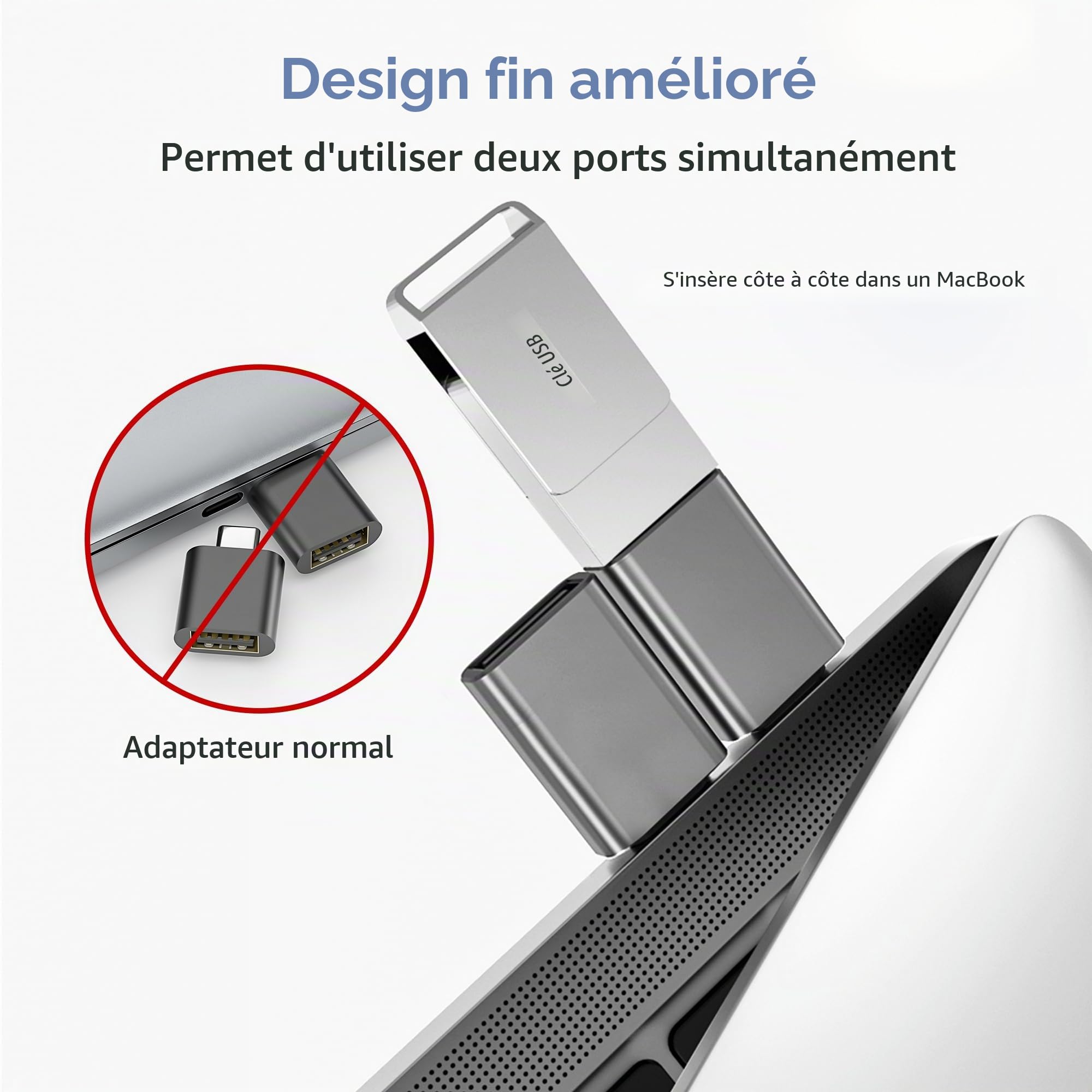 BASESAILOR Adaptateur USB C vers USB 3Pack, Convertisseur USB-C Mâle USB-A 3.0 Femelle, Type C Thunderbolt 4 OTG