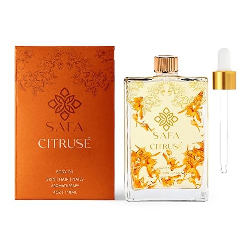 SAFA Aceite cítrico para cara, cabello, uñas con vitamina C, E y A para cicatrices, estrías, fragancia de aceite corporal de naranja, aceite