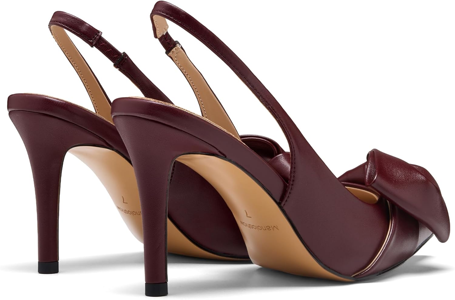 Women's Slingback Pumps Bow Pointed Toe Pumps with Elasticated Strap Pumps for Women 3.3" High Heels Evening Comfy Dress Shoes - Image 4