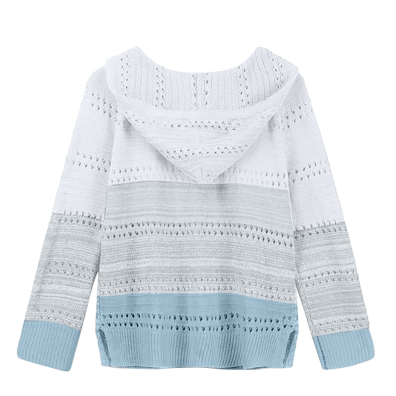 Generisch WeißE Strickjacke Women 's Autumn and Winter Classic Retro Block Kapuziner Kapuzen Pulli mit Reißverschluss Jackenpulli für Frauen