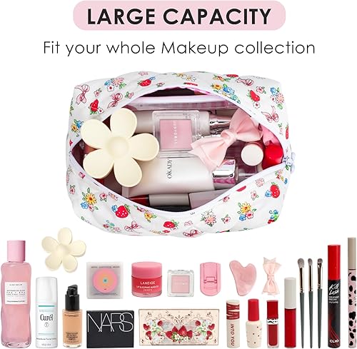 Miniatura 7 de Lindas bolsas de maquillaje de coqueta floral, Baya dulce blanca, Linda coqueta estética