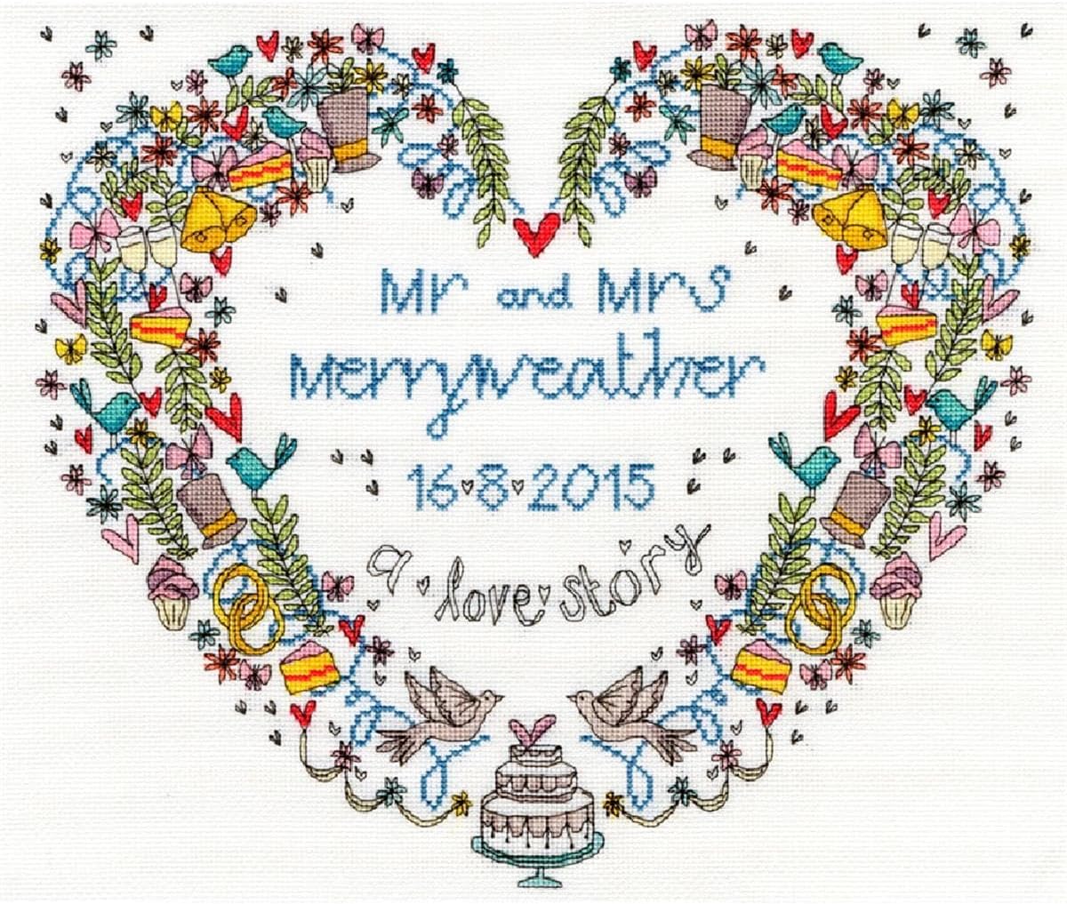 Bothy Threads Cross Stitch Kit - Wedding Heart
