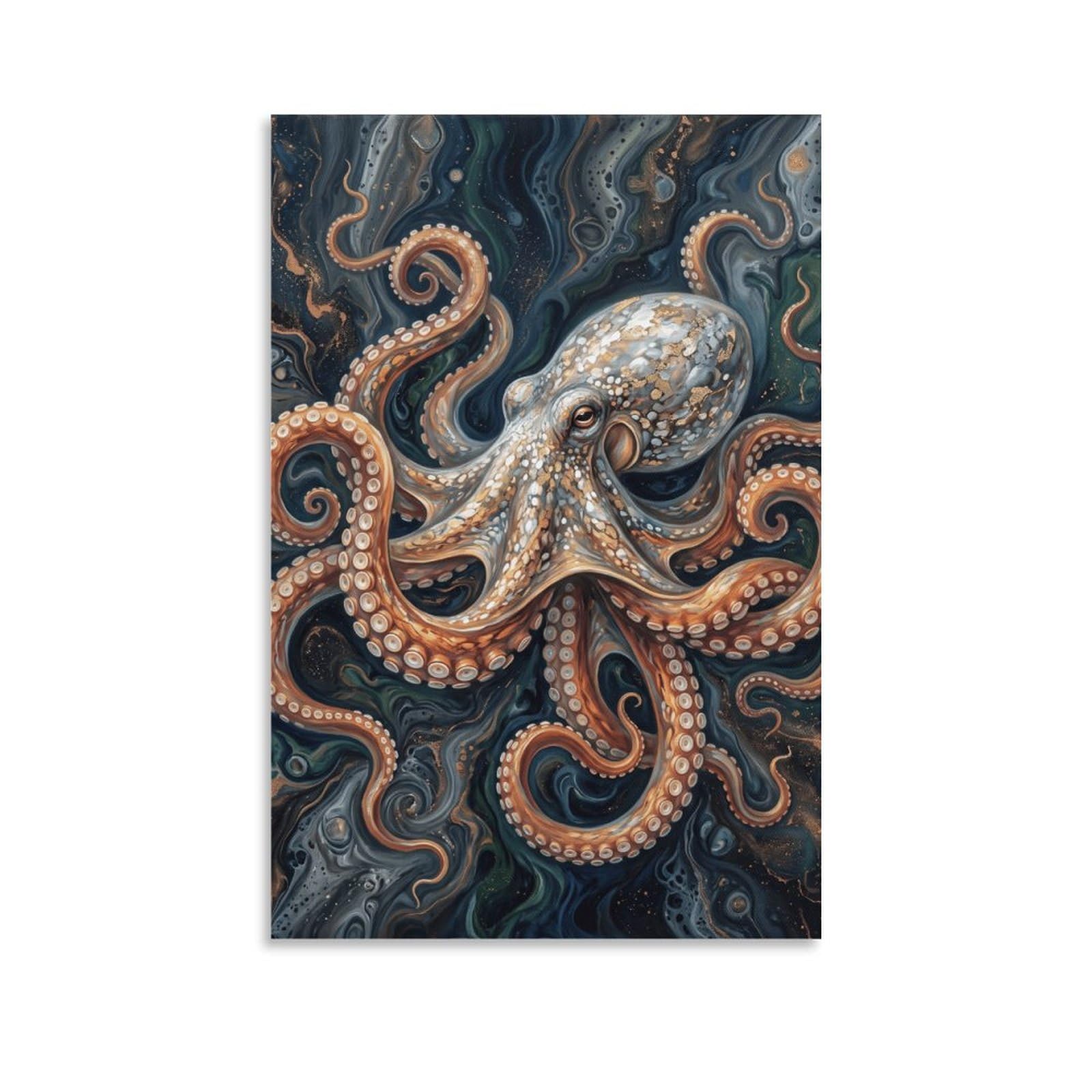 W7C8U2X3 Ornate Octopus Canvas Wall Art, Ocean Fantasy Wall Art