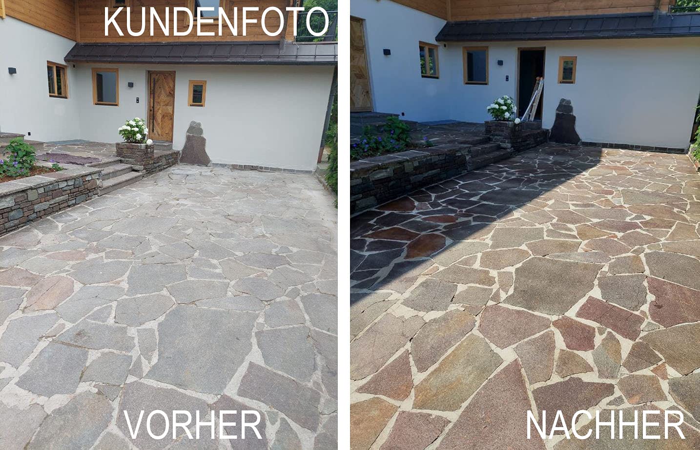 CleanPrince 5 Liter Farbvertiefende Steinveredelung für Terrassen und Balkone | Farbvertiefung Naturstein Beton Schiefer Travertin Granit Marmor Schiefer Kalkstein Terrakotta Backstein