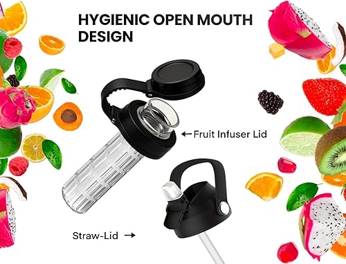Miniatura 3 de Botella de agua con infusor de frutas de acero inoxidable de 32 onzas, sin BPA, a prueba de fugas, fácil de limpiar, botella deportiva reutilizable