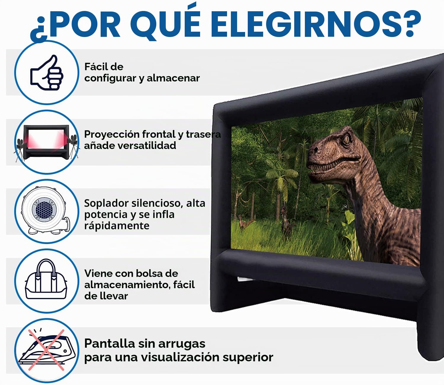 XHYCPY Pantalla de proyector inflable de 20 pies para exteriores con bolsa de almacenamiento de soplador de aire, pantalla inflable de fácil configuración para noche de cine en el patio, fiestas