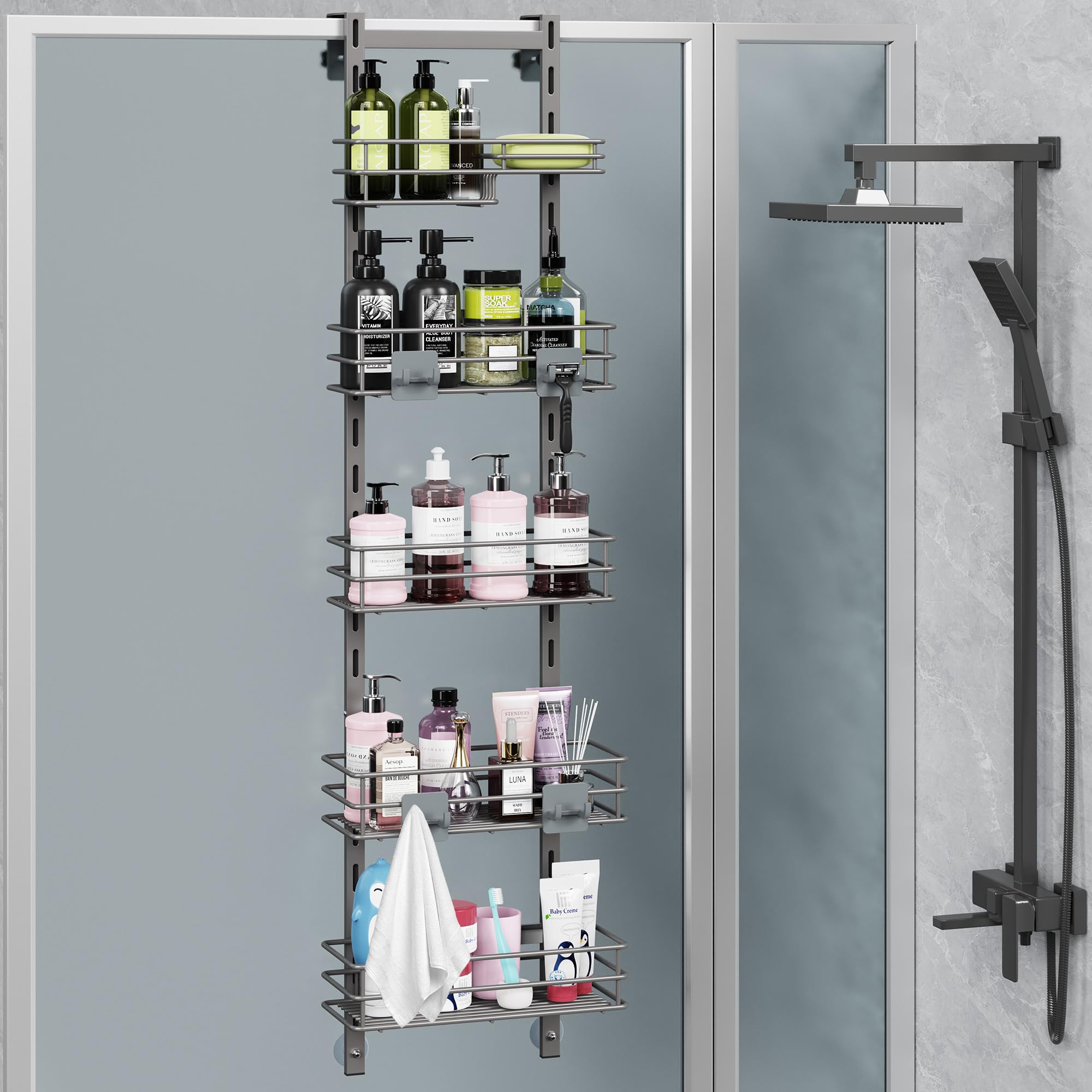 Solution de rangement douche 5 niveaux contre la rouille et le manque de place