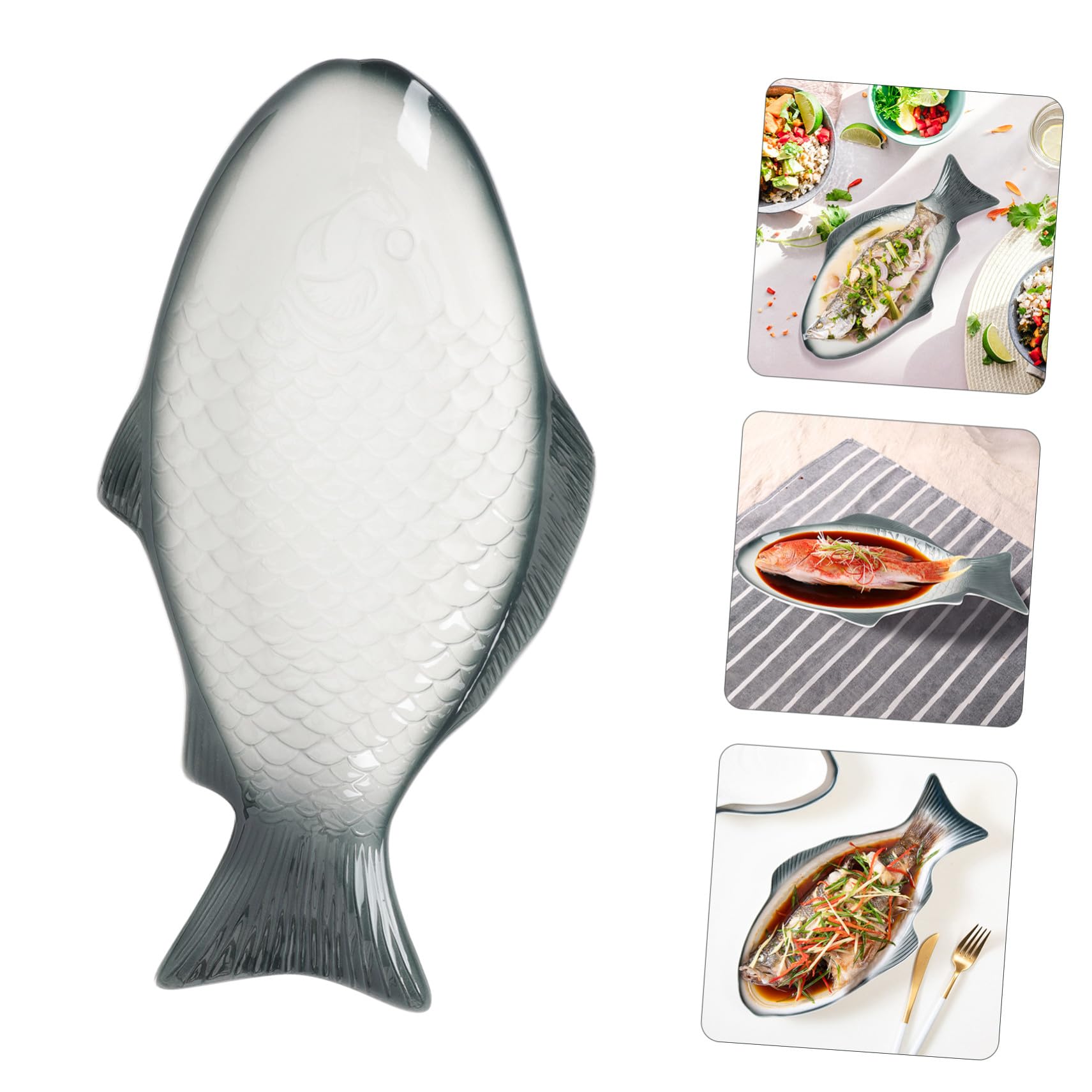 Bandeja Decorativa para Servir Pescado de Cerámica Forma de Pez, Elegante y Delicada para Aperitivos y Mariscos