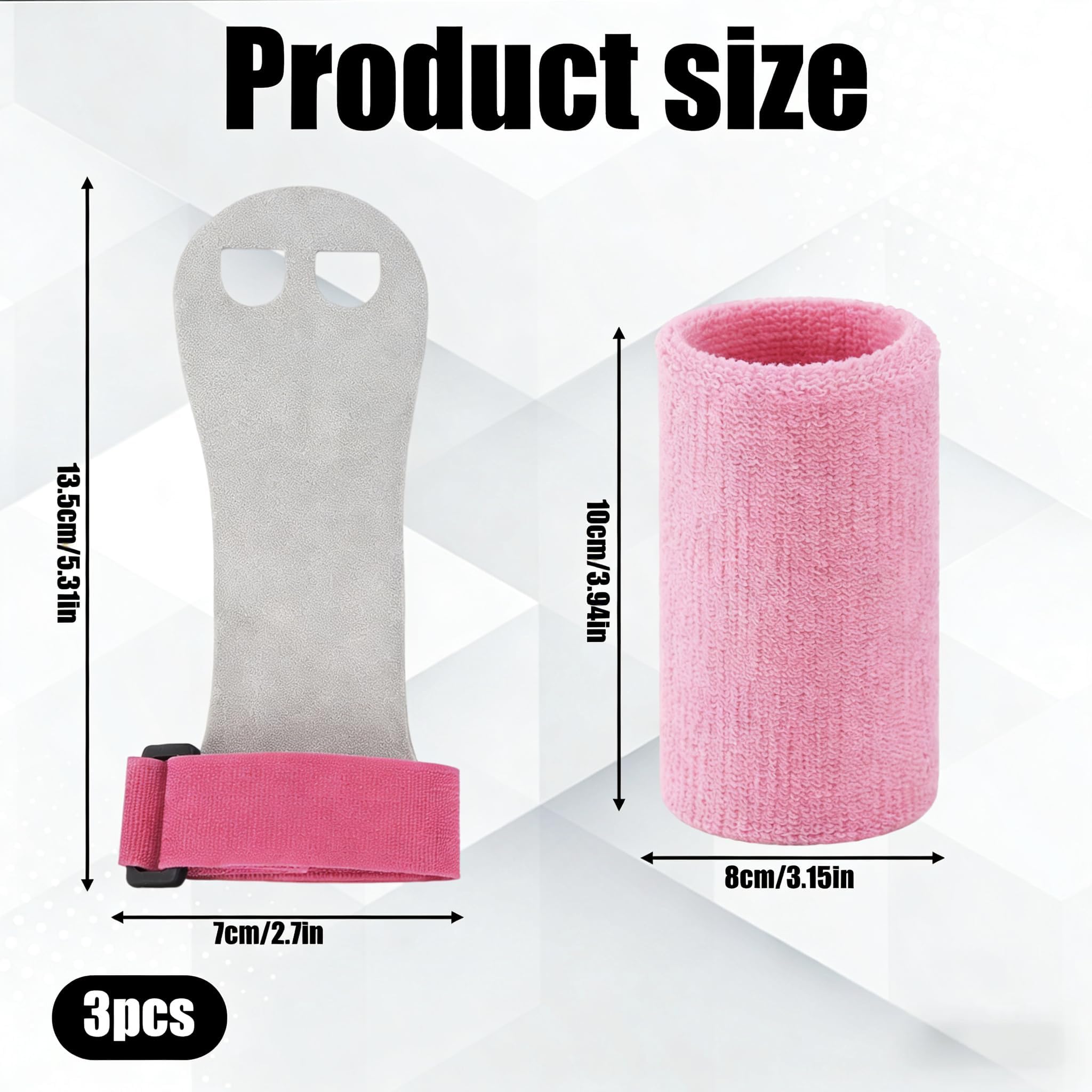 1 muñequera + 1 par de empuñaduras de Gimnasia para niñas, jóvenes, niños, calleras Agarraderas de Entrenamiento para Mano, Palma y Muñeca - Accesorios Deportivos y de Fitness - 3