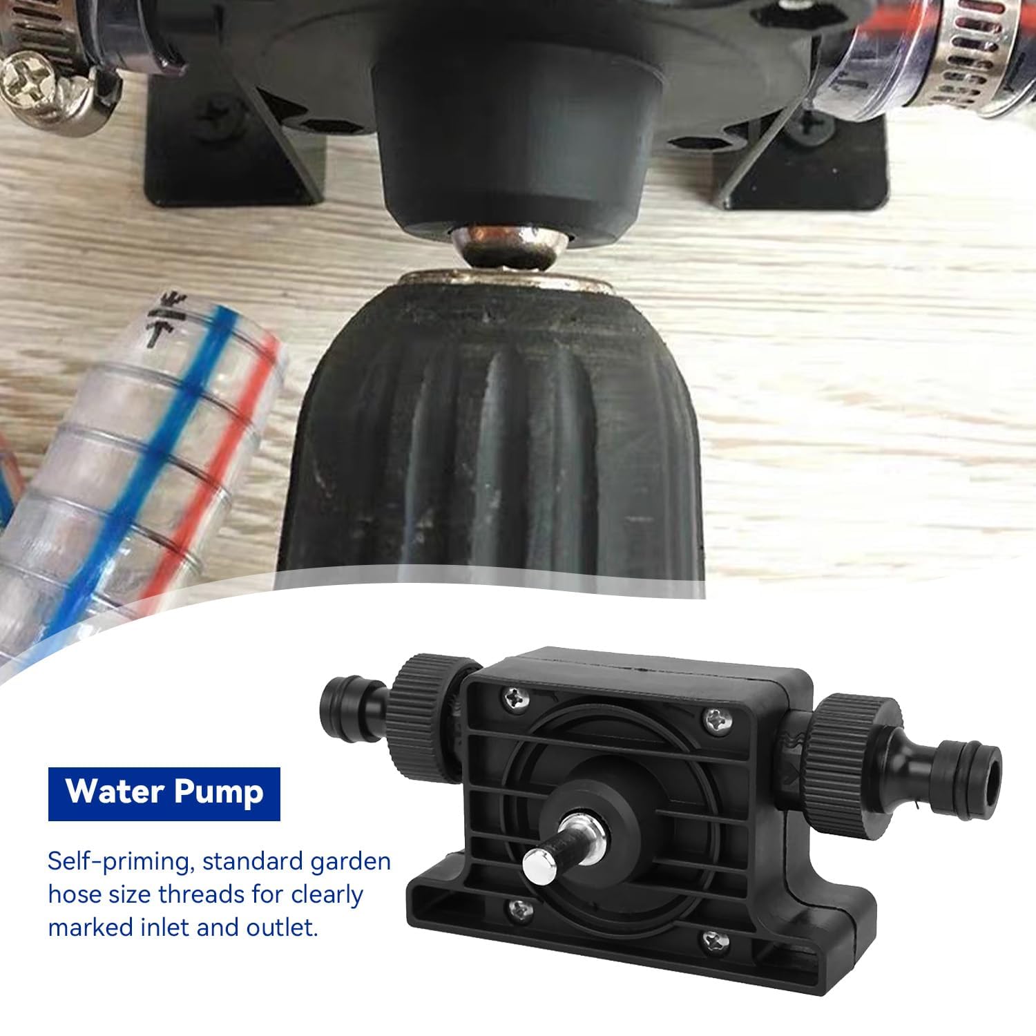 Transferpomp met boor, draagbare elektrische waterpomp, effectief, zelfaanzuigende waterpomp voor huis, tuin en buiten, waterafzuiging voor water, olie, Qumiuu