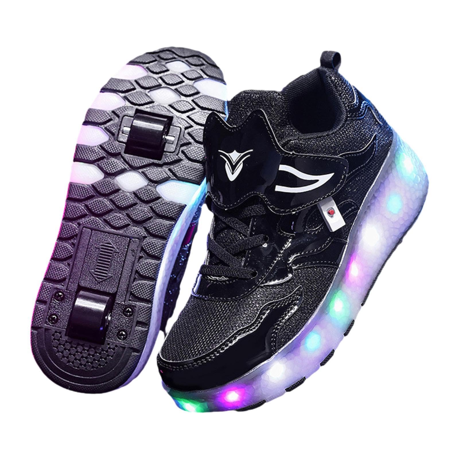 UJEAVETTE Kids LED Roller Shoes Casual Skating Shoes with Double Wheels for Boys Girls 22.5cm- Sporting Goods- Outdoor Sports- Inline & Roller Skating- Roller Skates- Youth-image-32