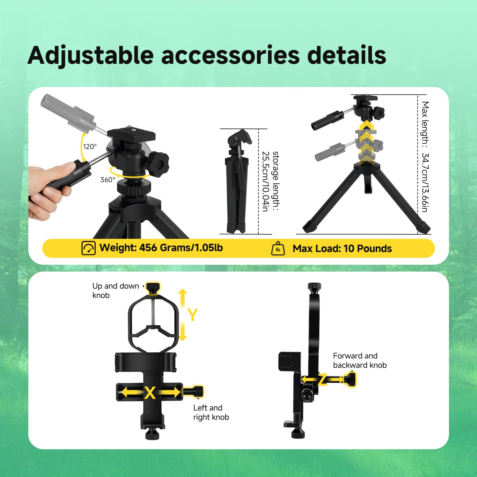 Svbony SV28 Telescopio de Detección con Trípode, 25-75x Zoom, Lente Objetivo 100mm, HD Bak4 FMC, Ocular Giratorio, Adaptador de Smartphone, para Observación de Aves y Tiro al Blanco