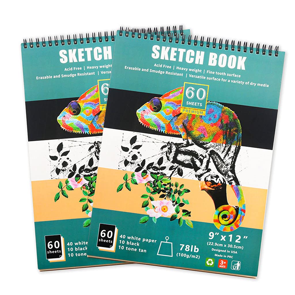 60 fogli per ogni album da disegno, ideale per adulti, facile girare le pagine e disegnare con tre colori di carta