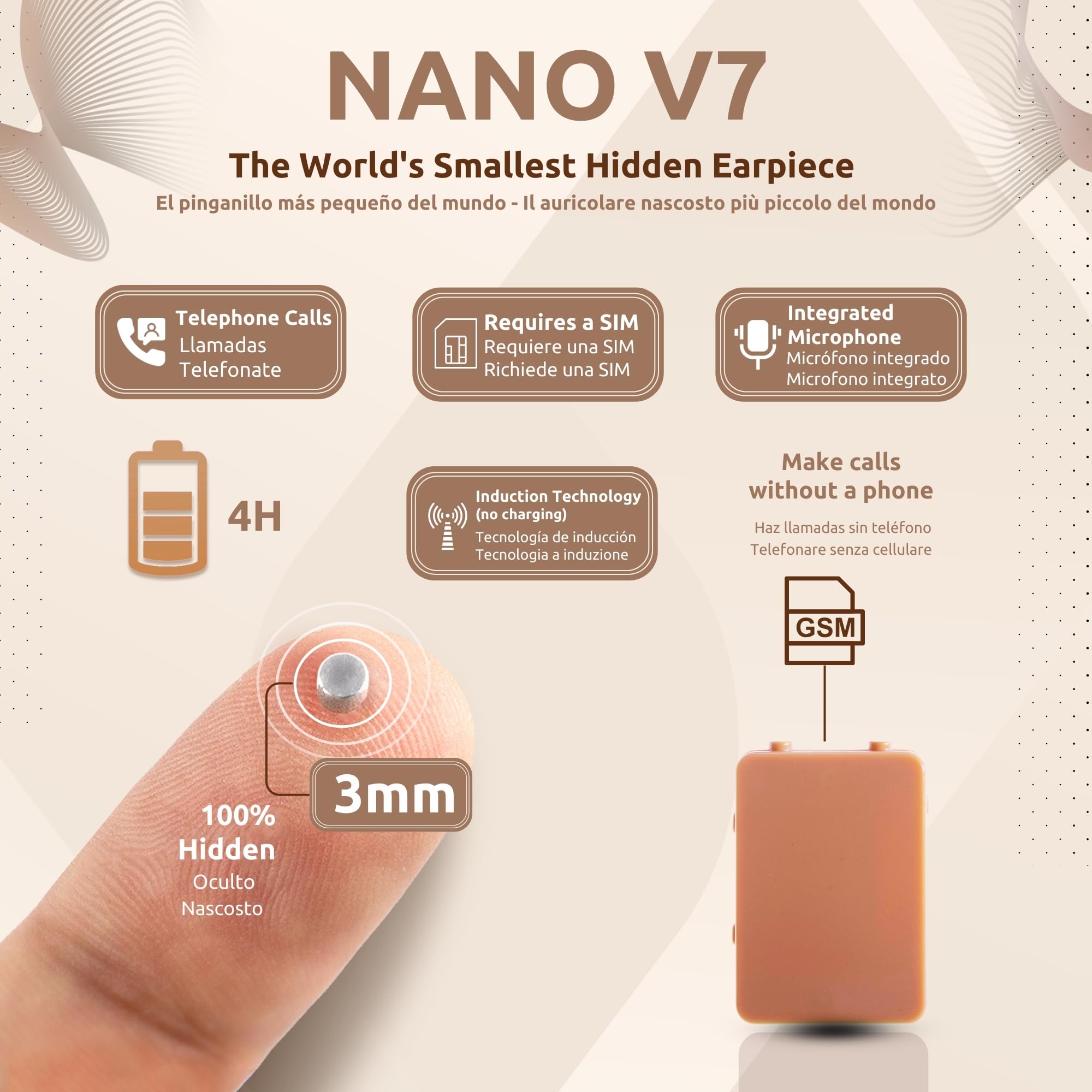PingaOculto Spy Earpiece GSM Wireless Earphones Invisible Hidden Mini Headset Exam SIM Card Microphone - Image 2
