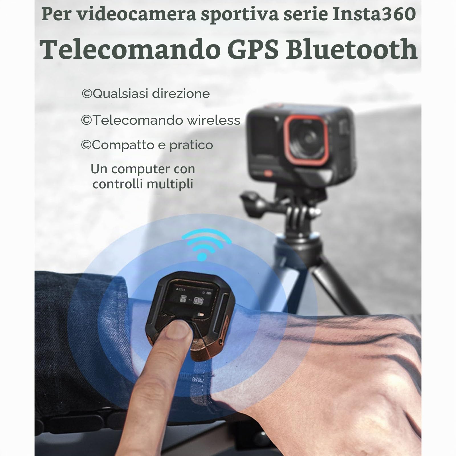 Telecomando Bluetooth per Insta360 X4 Series/ACE PRO Series/GO3S Series Camera GPS Bluetooth 5.0 Smart Remote Control Accessori