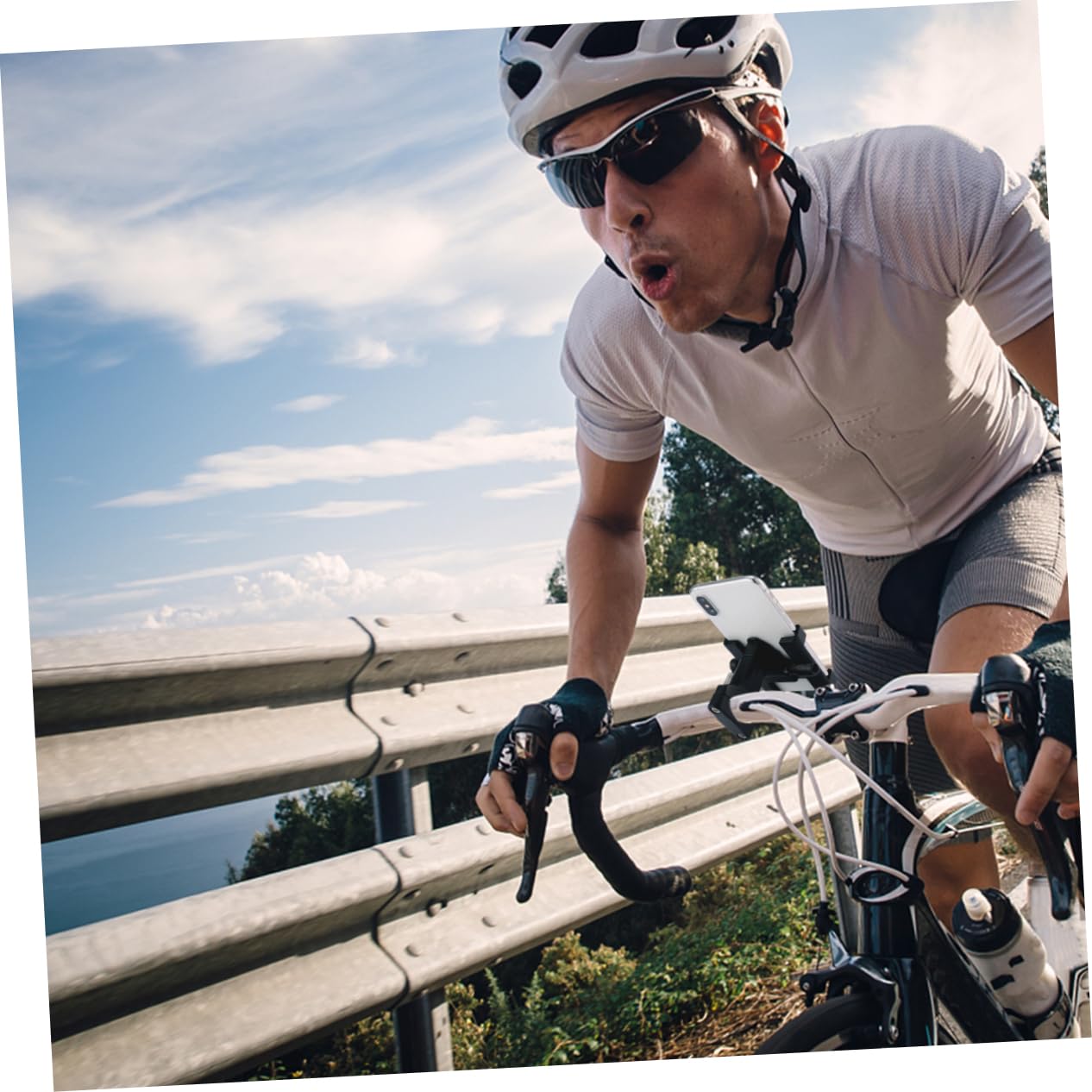Supporto per Telefono da Manubrio in Lega Fessura Forma di U Design Girevole Gradi Adatto per Bicicletta e Moto Manubrio per Telefono e Navigatore