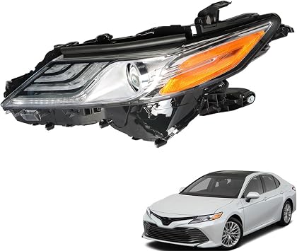 Headlight Black Housing Assembly Clear Lens Headlights Left Side Replacement for Camry XLE/XSE 2018 2019 2020