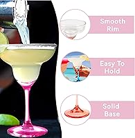Vista 3 de Lily's Home Vasos de margarita irrompibles con tallos de colores, juego de 4, vasos de plástico reutilizables de 10 onzas, vasos de fiesta