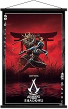Trends International Assassin's Creed: Shadows - Key Art Wall Poster with Magnetic Frame, 22.37" x 34.00", Print and Black Hanger Bundle