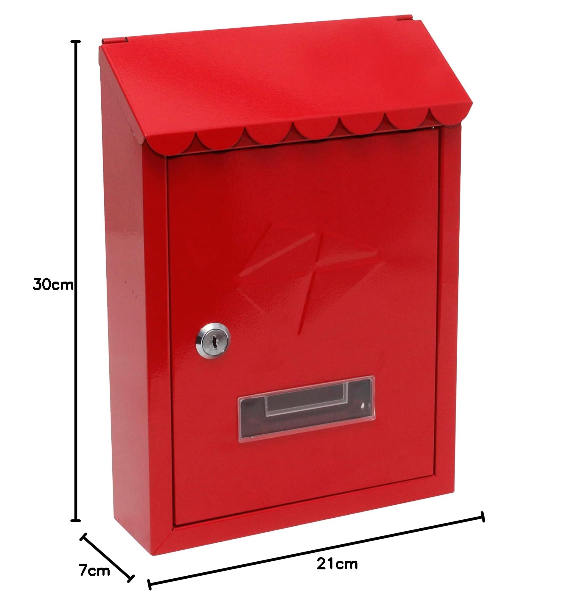 Kippen 10005BR - Cassetta Postale Modello "IRON" di Colore Rosso. Dimensioni: 300x210x70mm.