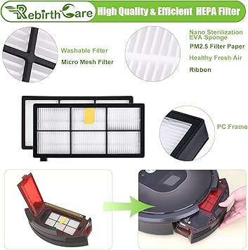 Rebirthcare kit de accesorios para irobot para roomba serie 800 805 850 860 865 866 870 871 880 886 890 891 895 896 900 960 965 966 9804