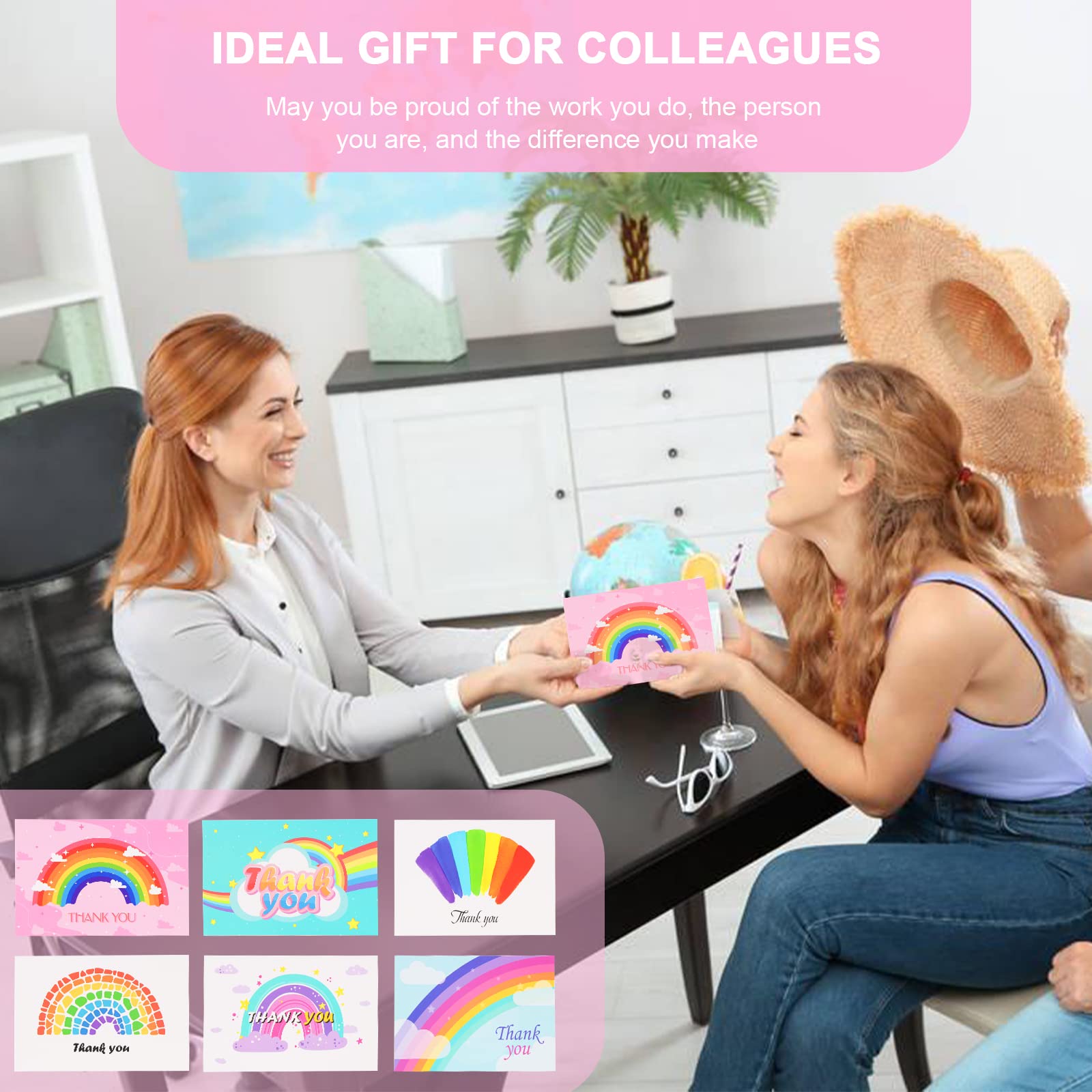 Johiux 6 Sets Thank You Teacher Gifts Teacher Keyring with Rainbow Thank You Card,Personalised Keyring Best Teacher Gifts Female Teachers Male Teachers Primary School Nursery Teacher Thank You Gifts - Image 3