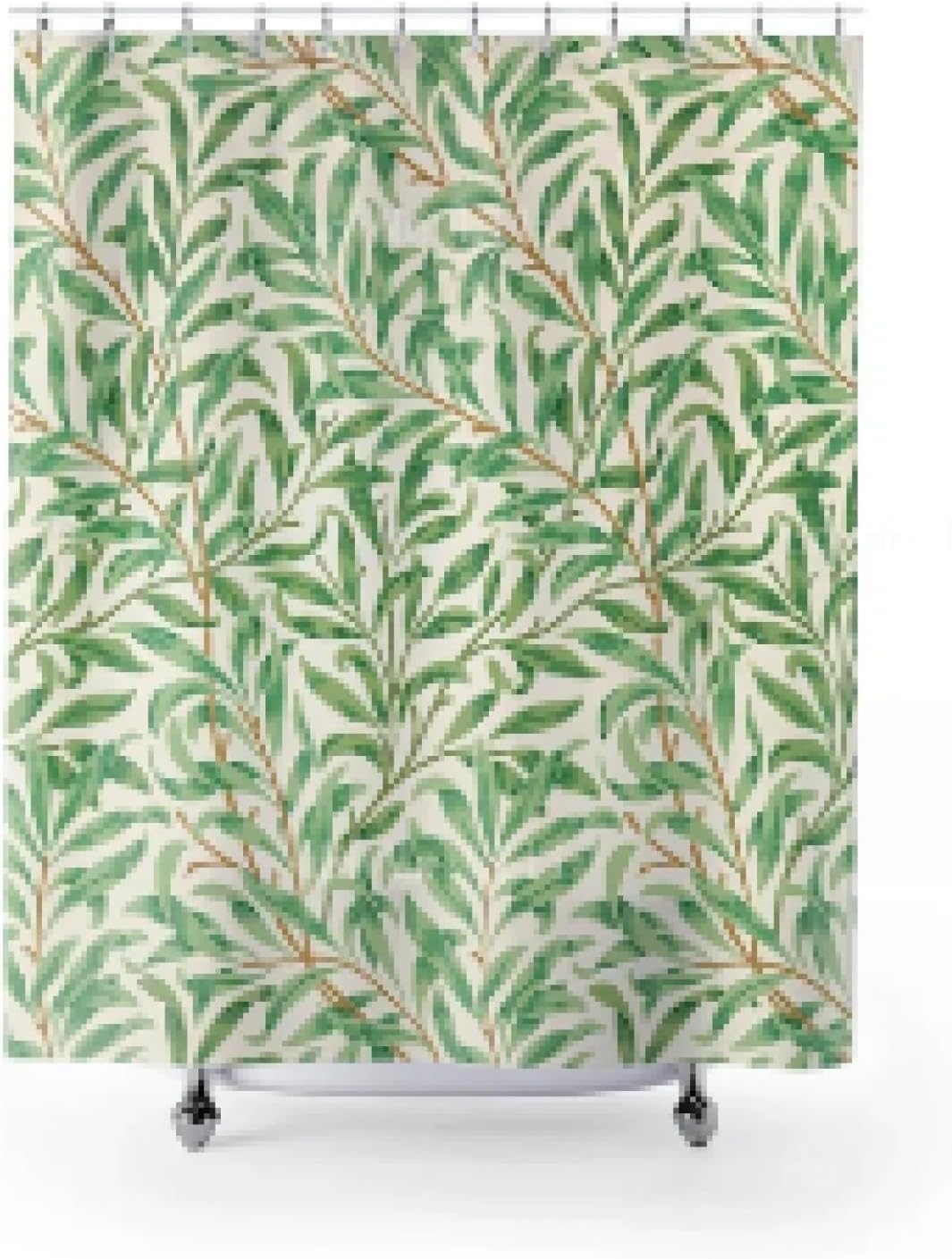 William Morris Deco Retro Art Leaf Shower Curtain Botanical Decoration